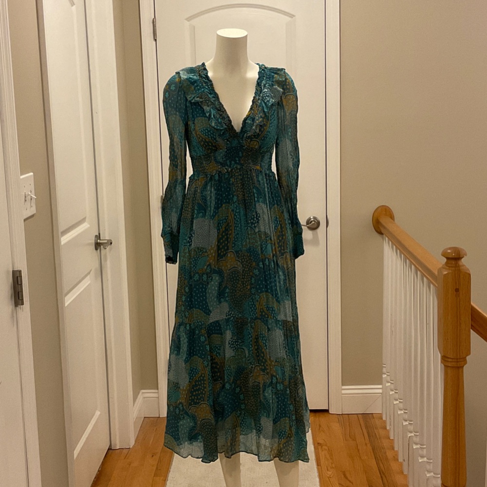 Anthropologie Midi Dress - deep V neck